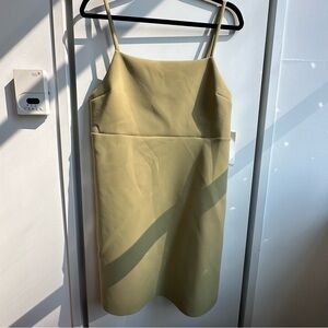 COS Open Back Mini Dress in Moss Green